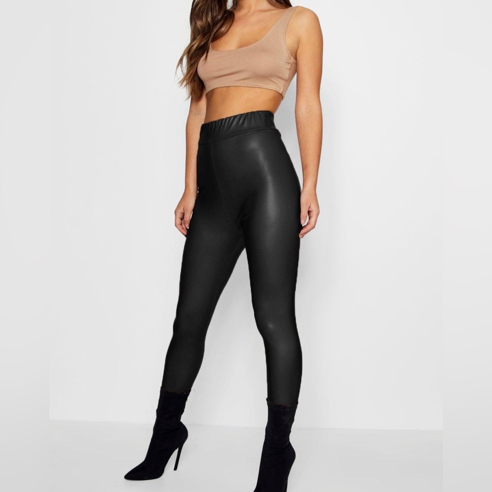 High waisted matte wet look leggings us 6